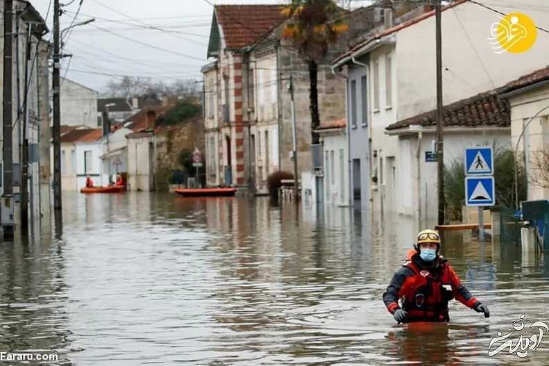 جاری شدن سیل در فرانسه + تصاویر